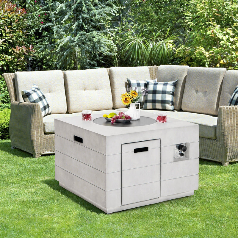 Hochwertiger 34 Zoll Quadratischer Beton-Gasterrassentisch, 50.000 BTU, Propangas-Feuerstelle für Ihre Terrasse